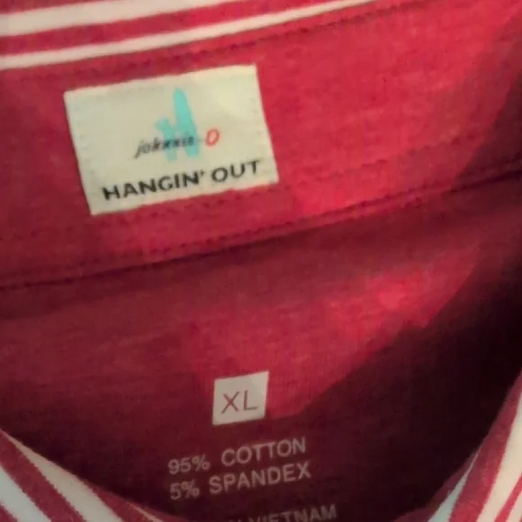 johnnie-O Crimson and White Striped Polo - Picture 2 of 5